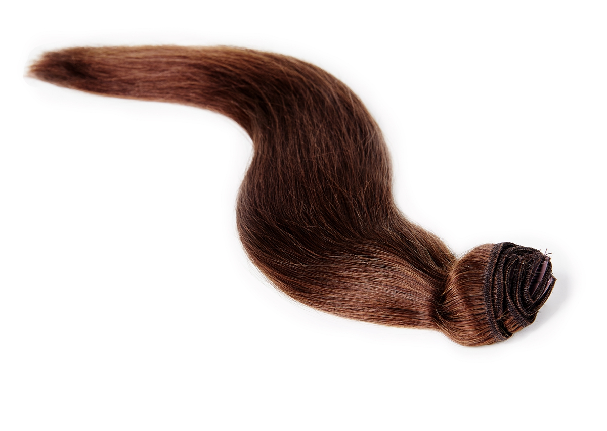 3# warm dark brown clip in extensions European remy human hair